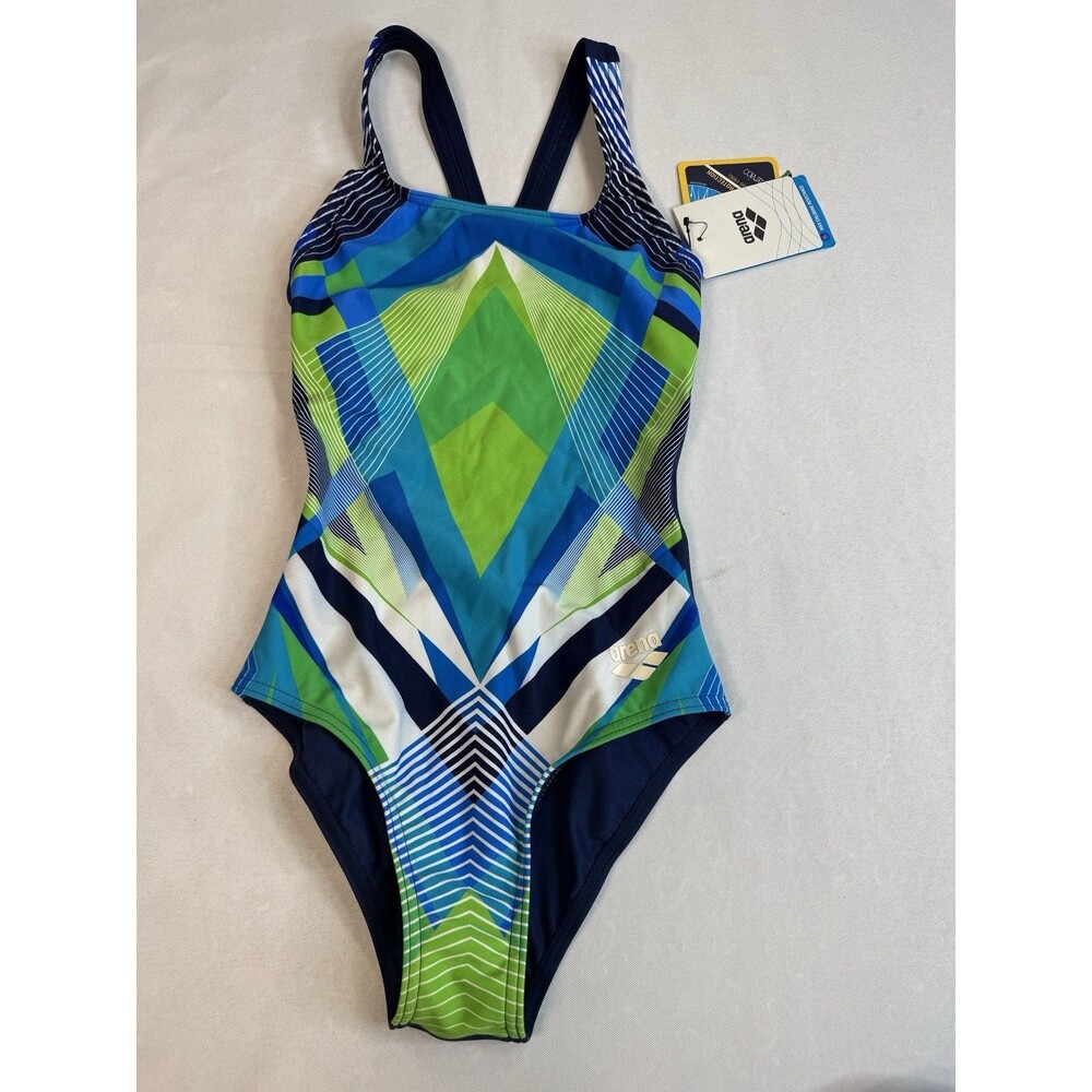 Girls Arena One piece Training swimsuit blue green Size 24 NWT